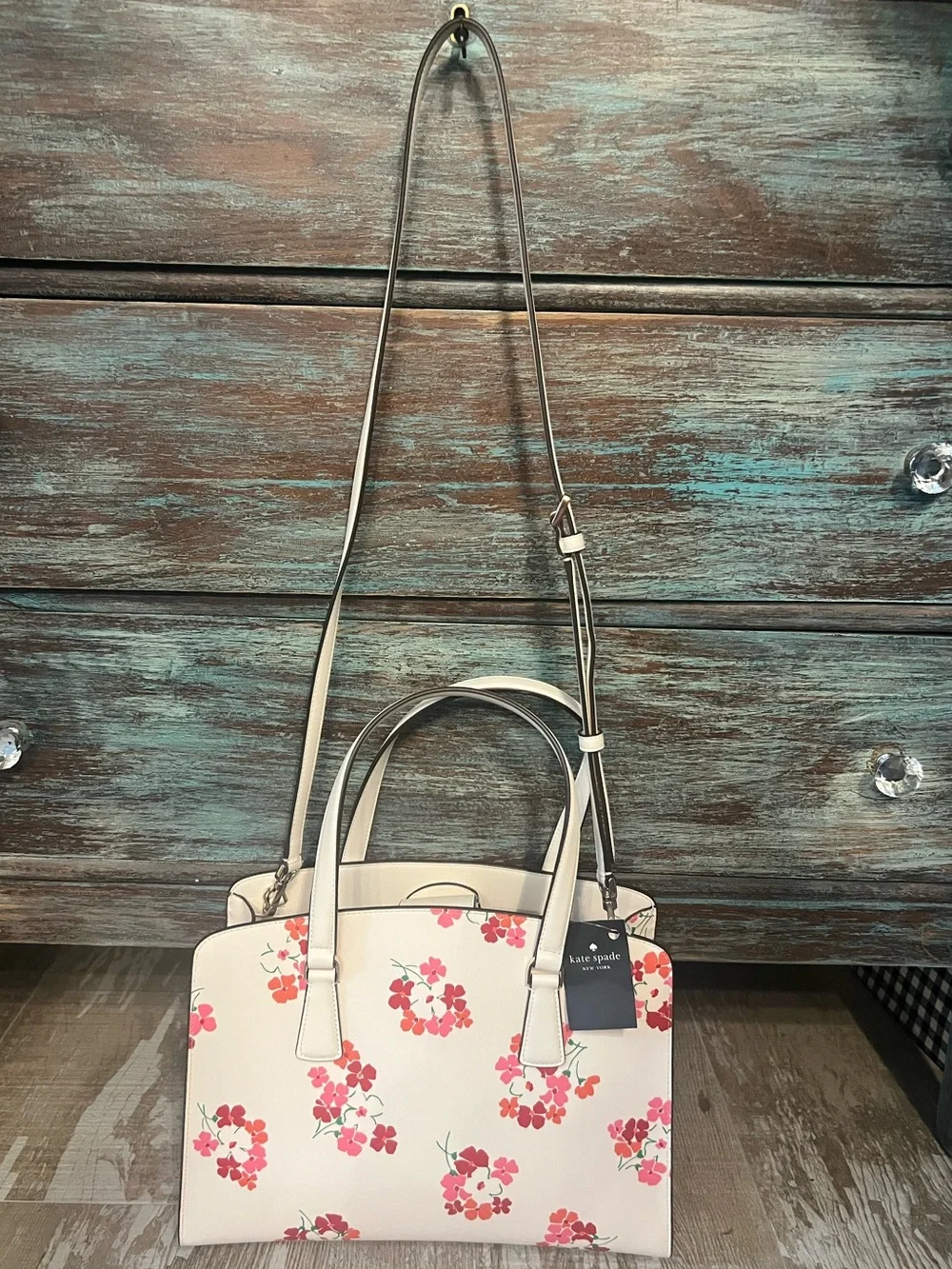 NWT!KATE Spade♠️PLAYFUL & PRETTY Cream Medium Floral Satchel/Crossbody!MSRP$399! - Picture 2 of 12